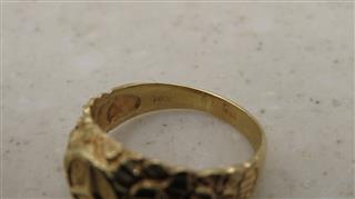 14K Mercedes-Benz Logo Nugget Ring Size: 7, 3.2g